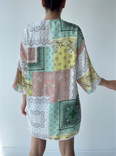 Etnik Desen Kimono Çok Renkli