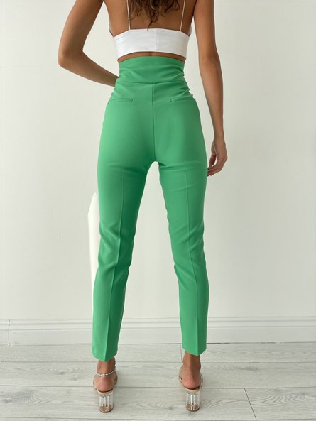 Extra Yüksek Bel Toparlayıcı Kumaş Pantolon Yeşil