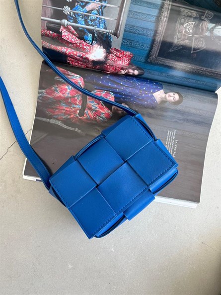 Sepet Örgü Model Çanta Mavi