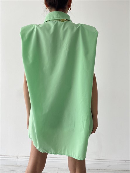 Vatkalı Poplin Gömlek Fıstık Yeşili