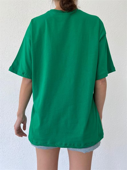 Vintage Oversize Basic Tshirt Yeşil