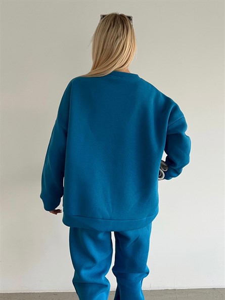 Weekdays 3 İplik Oversize Sweatshirt Saks Mavi